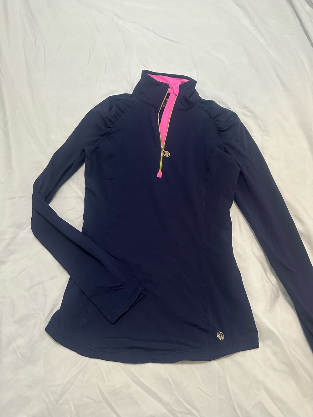 Lilly Pulitzer Navy Quarter-Zip Pullover with Pink Lining